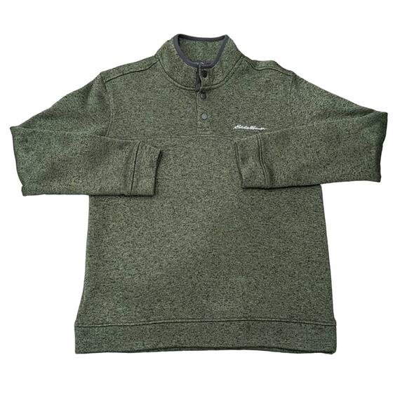 Eddie Bauer Men's Radiator Snap Button Fleece Pullover Green Heather Size M - Picture 2 of 8